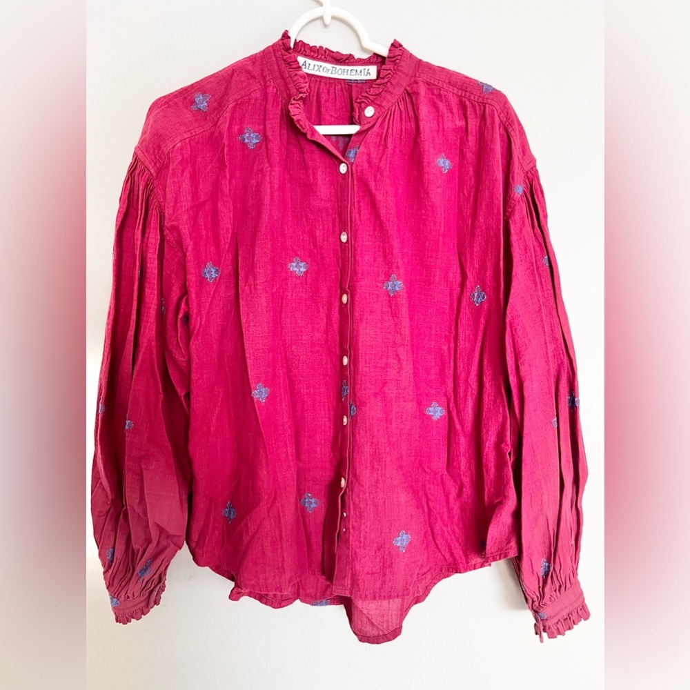 Alice Of Bohemia Poet Plum Wine Blouse Size Medium - Picture 2 of 6